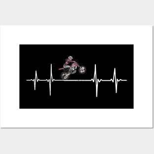 Motocross Girl Heartbeat Love Pulse Posters and Art